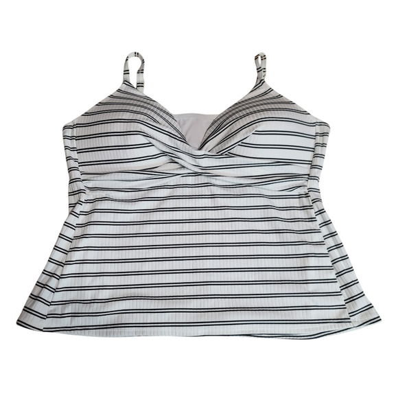 Freshwater White Black Striped Tankini Top Size 3X - Picture 5 of 8